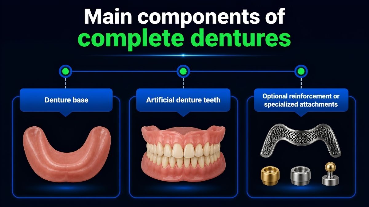Main components of complete dentures Main components of complete dentures