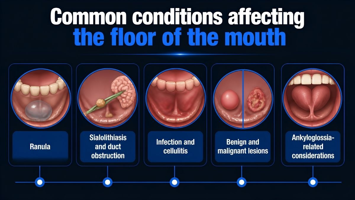 Common conditions affecting the floor of the mouth Common conditions affecting the floor of the mouth