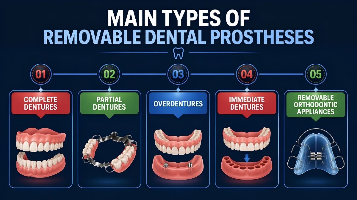 Main types of removable dental prostheses Main types of removable dental prostheses