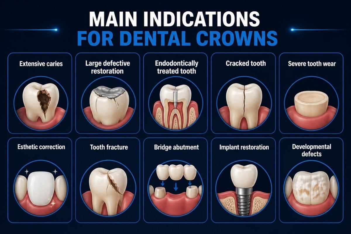Main indications for dental crowns Main indications for dental crowns